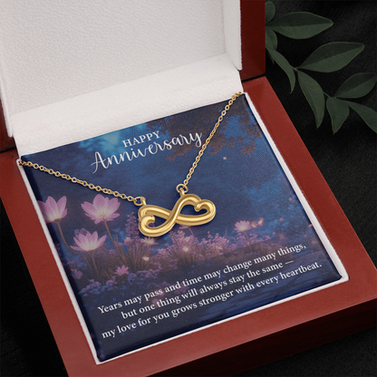 Happy Anniversary Endless Love Necklace – Romantic Anniversary Gift for Her – Meaningful Jewelry with Message Card