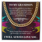 To My Grandson Cuban Link Chain – Meaningful Gift for Grandson – Stainless Steel Chain with Message Card