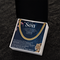 To My Son Cuban Link Chain, Meaningful Son Gift from Mom Dad, Mens Silver Chain Necklace, Son Birthday Gift, Graduation Gift for Him, Jewelry with Card
