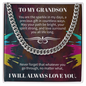 To My Grandson Cuban Link Chain – Meaningful Gift for Grandson – Stainless Steel Chain with Message Card