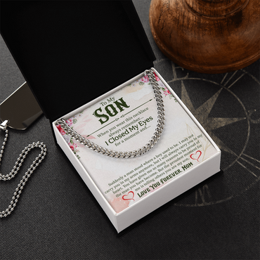 To My Son Cuban Link Chain, Son Gift from Mom Dad, Mens Silver Chain Necklace, Son Birthday Gift, Graduation Gift for Him, Bold Jewelry with Card