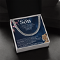 To My Son Cuban Link Chain, Meaningful Son Gift from Mom Dad, Mens Silver Chain Necklace, Son Birthday Gift, Graduation Gift for Him, Jewelry with Card
