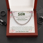 To My Son Cuban Link Chain, Son Gift from Mom Dad, Mens Silver Chain Necklace, Son Birthday Gift, Graduation Gift for Him, Bold Jewelry with Card