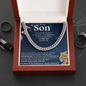 To My Son Cuban Link Chain, Meaningful Son Gift from Mom Dad, Mens Silver Chain Necklace, Son Birthday Gift, Graduation Gift for Him, Jewelry with Card