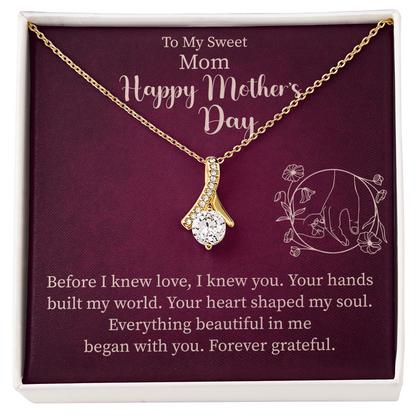 To My Sweet Mom Alluring Beauty Necklace – Meaningful Gift for Mom – Mother's Day, Birthday, or Christmas Jewelry