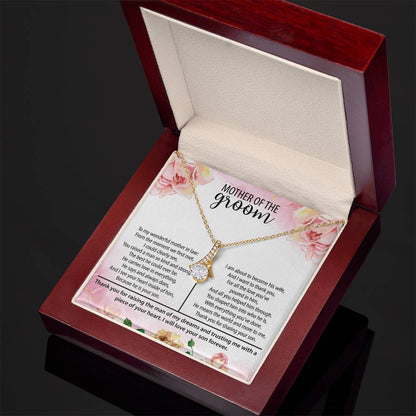 Mother of the Groom Alluring Beauty Necklace – Wedding Gift for Groom's Mom – Meaningful Jewelry with Message Card