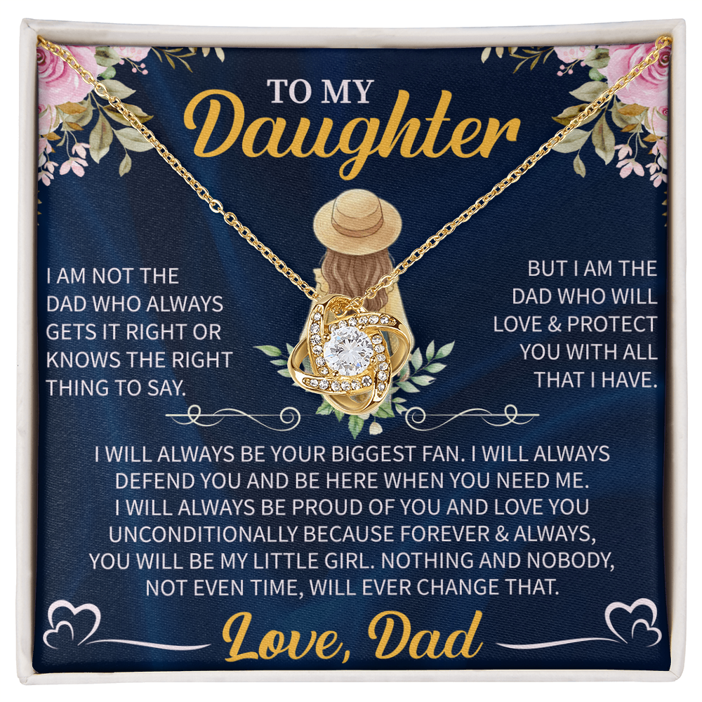 To My Daughter Love Knot Necklace – Meaningful Gift from Mom or Dad – Sentimental Jewelry with Message Card