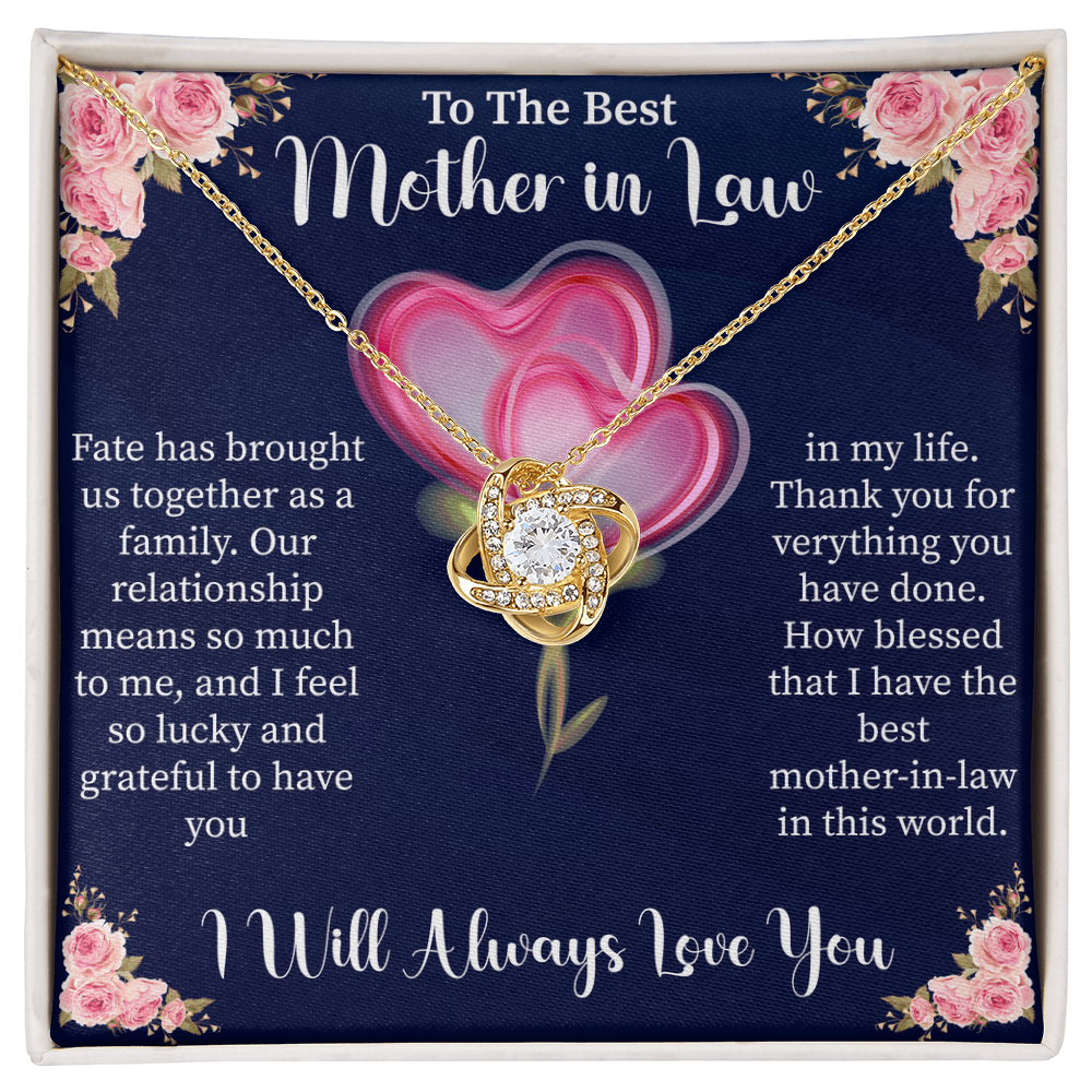 To My Mother in Law Love Knot Necklace, Wedding Gift for Mother of the Groom, Thank You for Raising the Man of My Dreams, MIL Jewelry Card