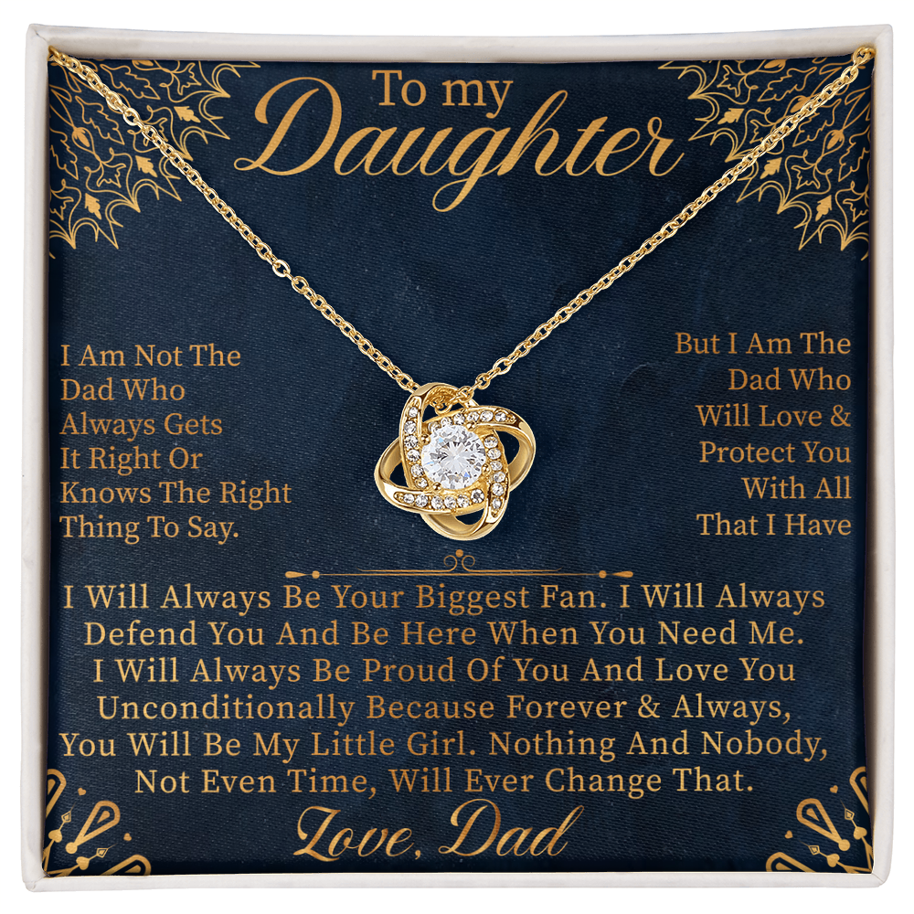 To My Daughter Love Knot Necklace, Daughter Gift from Mom Dad, Unbreakable Bond Jewelry, Meaningful Birthday Gift for Her, Necklace with Message Card