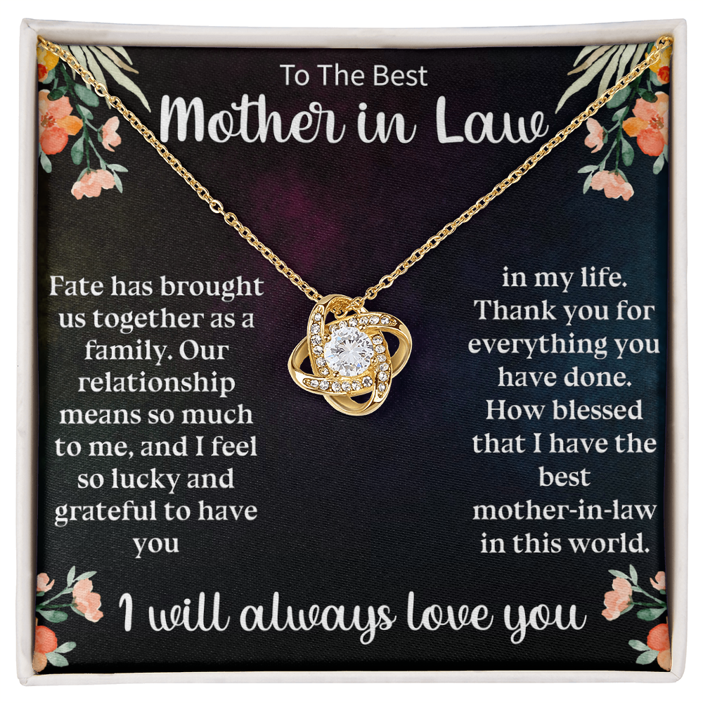 Best Mother-in-Law Gift Love Knot Necklace – Thank You Mother-in-Law Jewelry for Birthday or Mother's Day