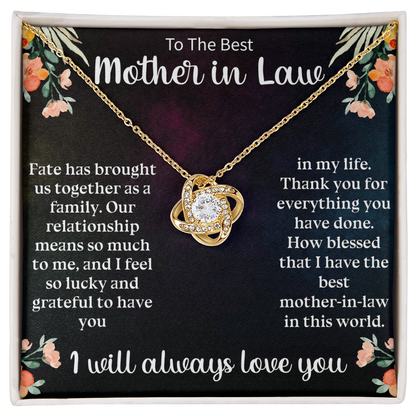 Best Mother-in-Law Gift Love Knot Necklace – Thank You Mother-in-Law Jewelry for Birthday or Mother's Day