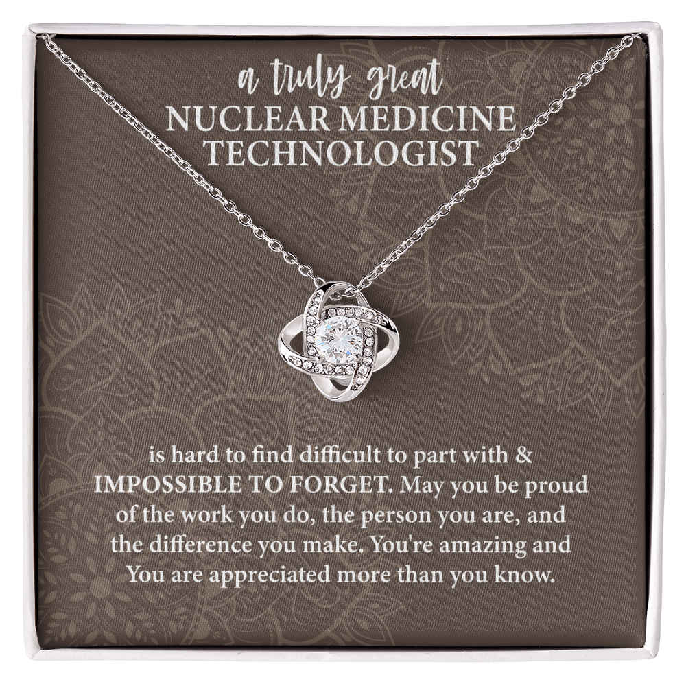 Nuclear Medicine Technologist Love Knot Necklace – Meaningful Gift for Nuclear Medicine Tech – Medical Professional Jewelry