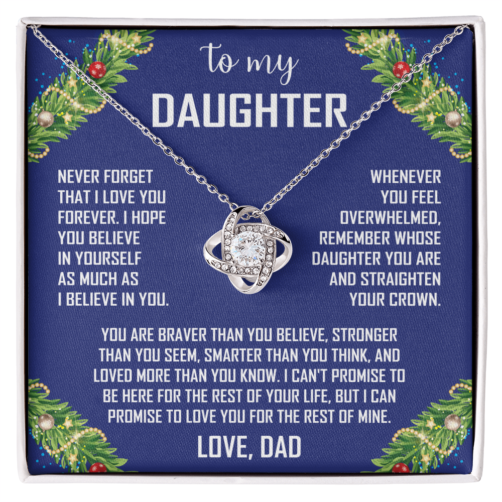 To My Daughter Love Knot Necklace – Meaningful Gift for Daughter – Birthday, Graduation & Christmas Jewelry