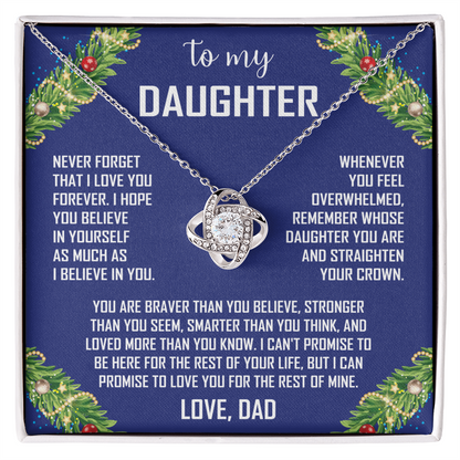 To My Daughter Love Knot Necklace – Meaningful Gift for Daughter – Birthday, Graduation & Christmas Jewelry