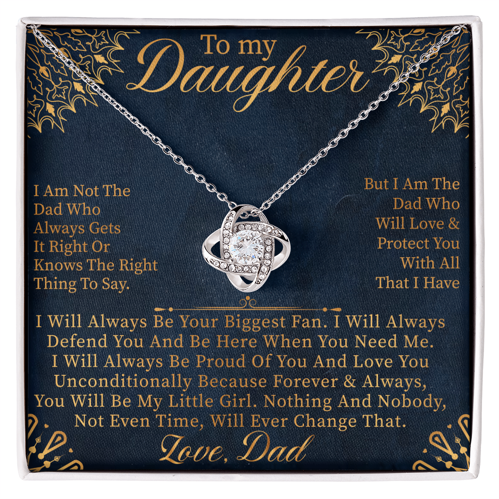 To My Daughter Love Knot Necklace, Daughter Gift from Mom Dad, Unbreakable Bond Jewelry, Meaningful Birthday Gift for Her, Necklace with Message Card