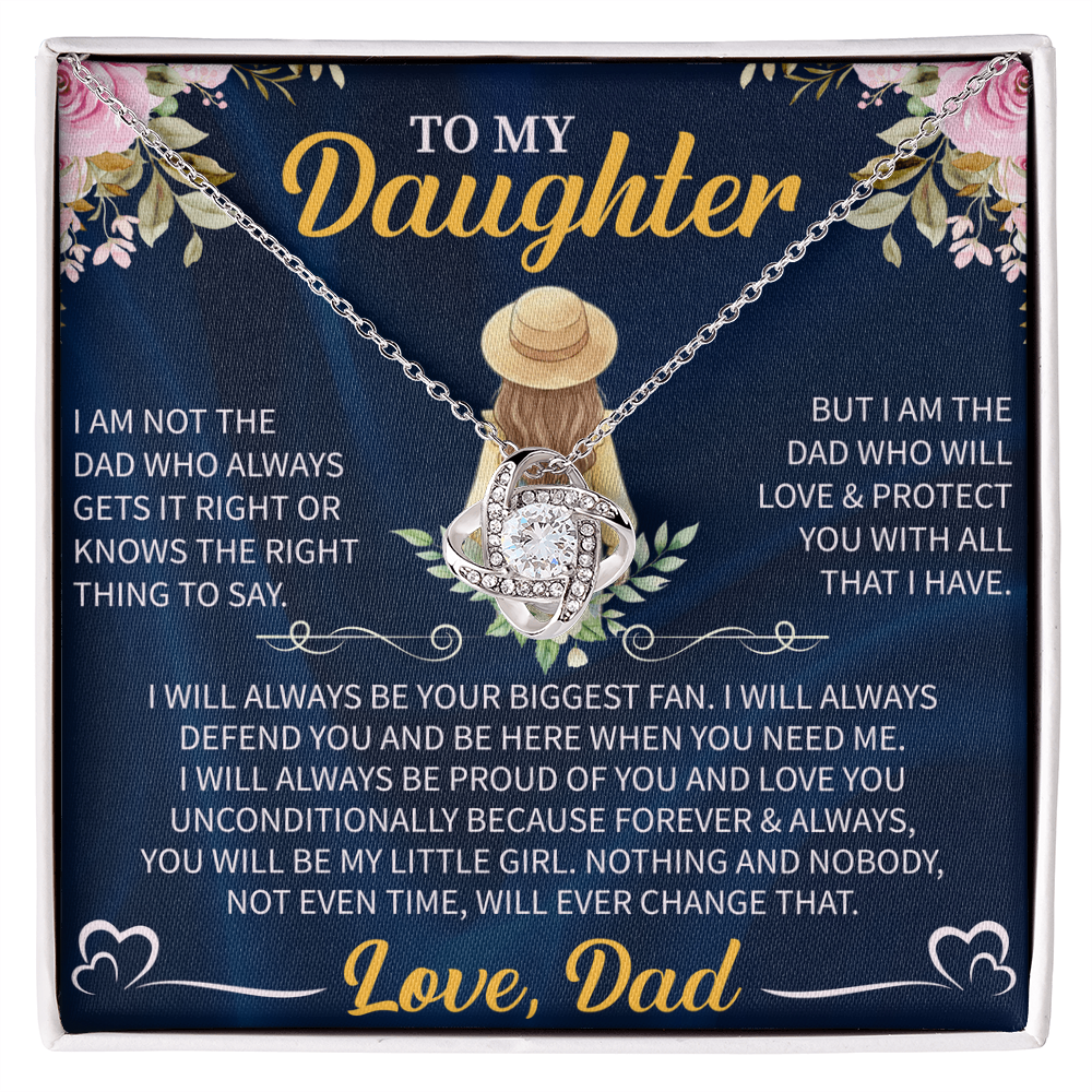 To My Daughter Love Knot Necklace – Meaningful Gift from Mom or Dad – Sentimental Jewelry with Message Card