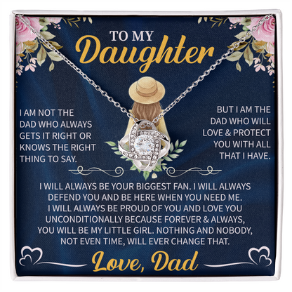 To My Daughter Love Knot Necklace – Meaningful Gift from Mom or Dad – Sentimental Jewelry with Message Card