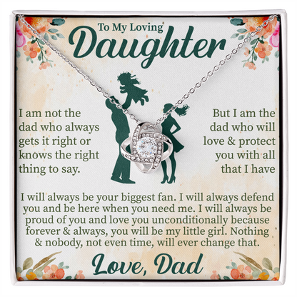 To My Loving Daughter Love Knot Necklace – Meaningful Gift from Mom or Dad – Sentimental Jewelry with Message Card