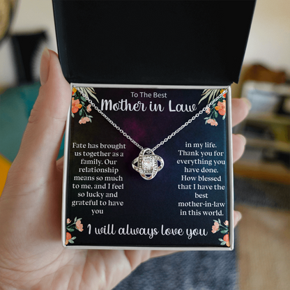 Best Mother-in-Law Gift Love Knot Necklace – Thank You Mother-in-Law Jewelry for Birthday or Mother's Day