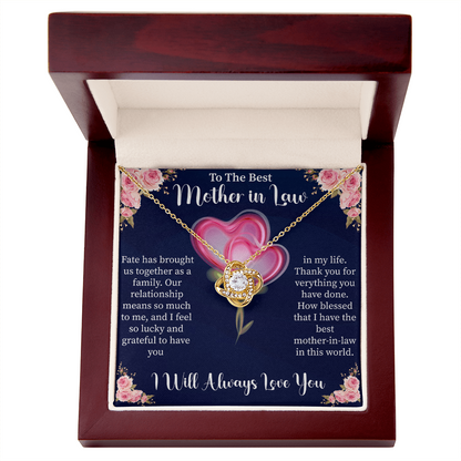 To My Mother in Law Love Knot Necklace, Wedding Gift for Mother of the Groom, Thank You for Raising the Man of My Dreams, MIL Jewelry Card