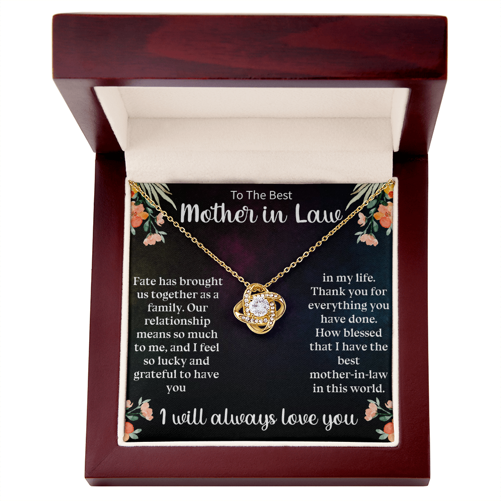 Best Mother-in-Law Gift Love Knot Necklace – Thank You Mother-in-Law Jewelry for Birthday or Mother's Day