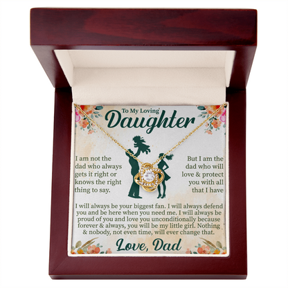 To My Loving Daughter Love Knot Necklace – Meaningful Gift from Mom or Dad – Sentimental Jewelry with Message Card
