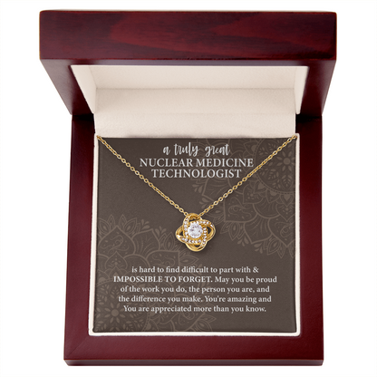 Nuclear Medicine Technologist Love Knot Necklace – Meaningful Gift for Nuclear Medicine Tech – Medical Professional Jewelry