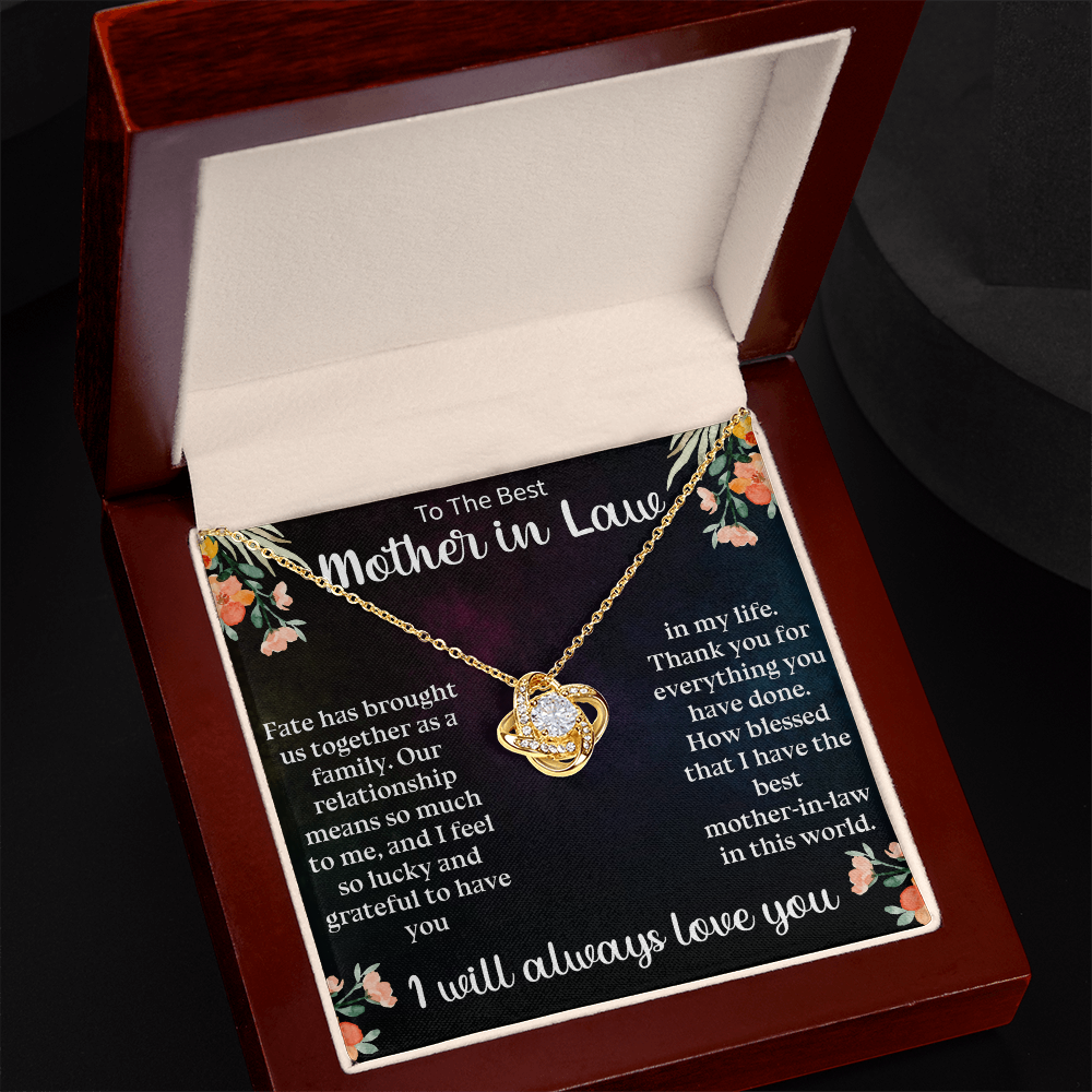 Best Mother-in-Law Gift Love Knot Necklace – Thank You Mother-in-Law Jewelry for Birthday or Mother's Day