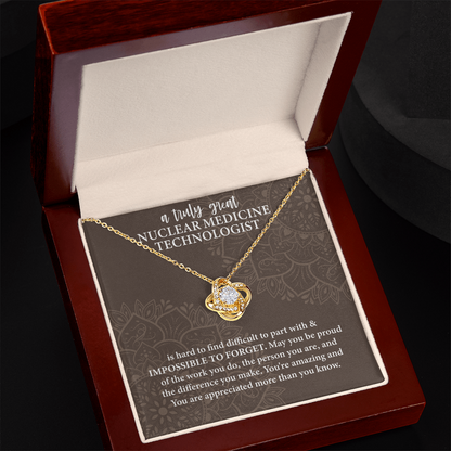 Nuclear Medicine Technologist Love Knot Necklace – Meaningful Gift for Nuclear Medicine Tech – Medical Professional Jewelry