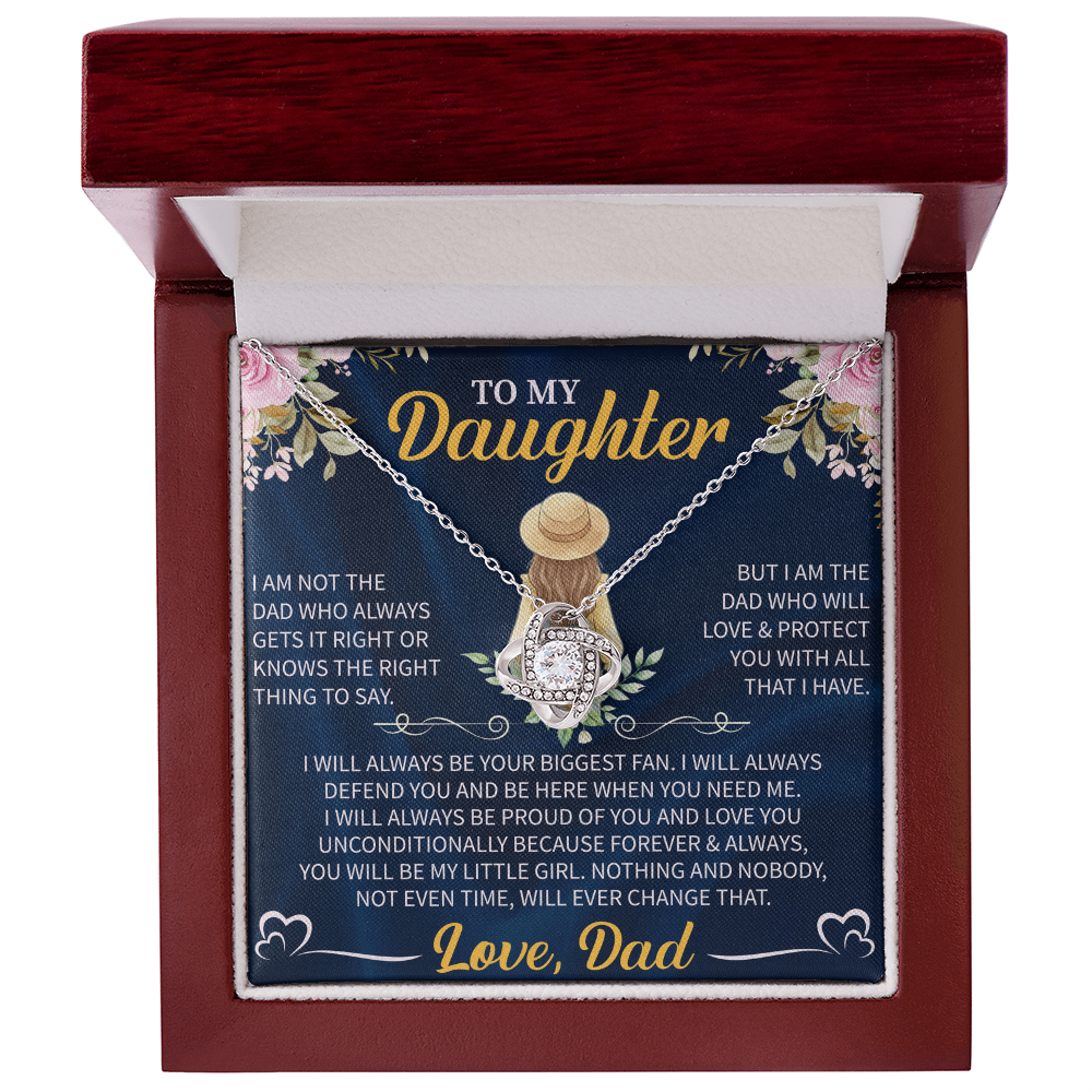 To My Daughter Love Knot Necklace – Meaningful Gift from Mom or Dad – Sentimental Jewelry with Message Card