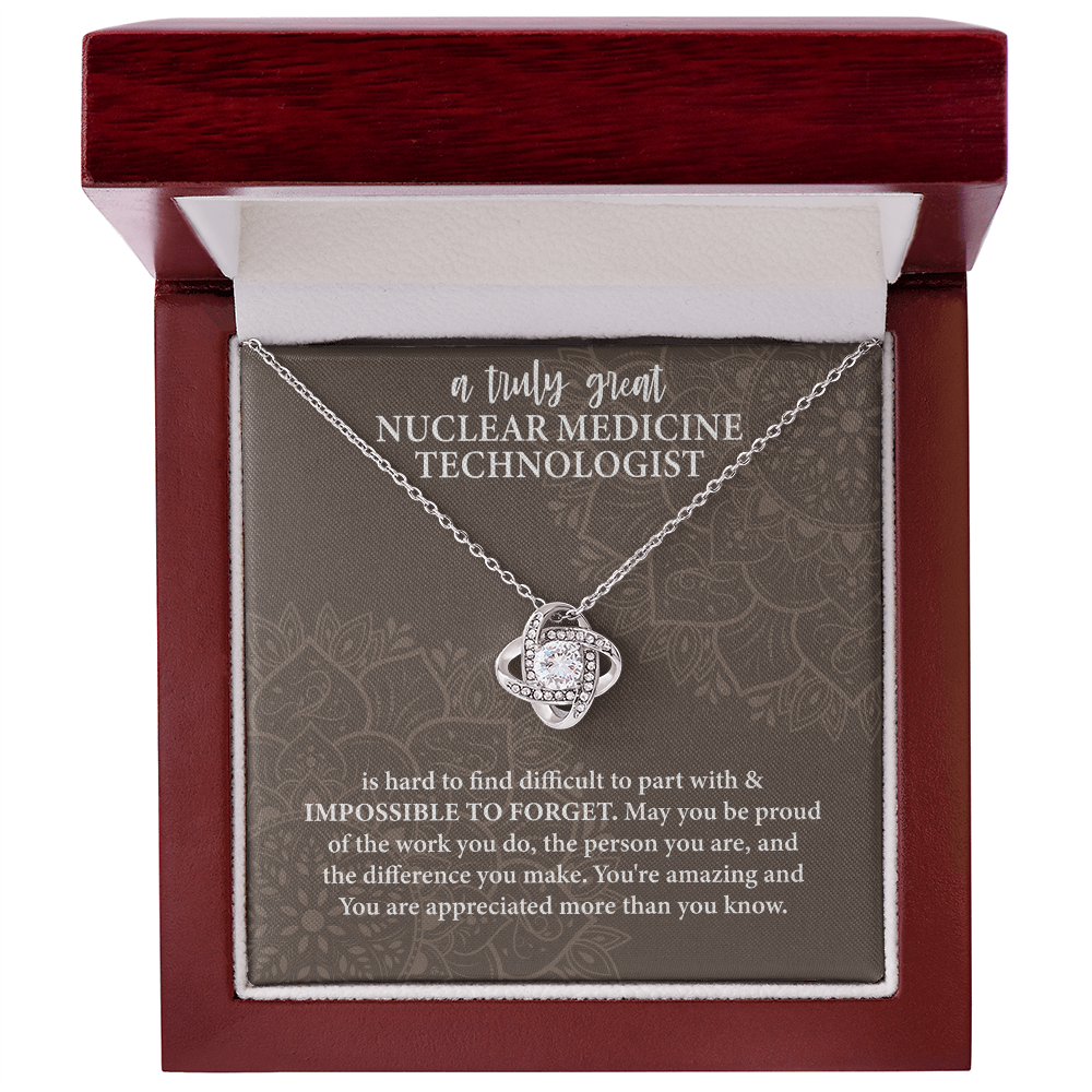 Nuclear Medicine Technologist Love Knot Necklace – Meaningful Gift for Nuclear Medicine Tech – Medical Professional Jewelry