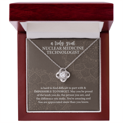 Nuclear Medicine Technologist Love Knot Necklace – Meaningful Gift for Nuclear Medicine Tech – Medical Professional Jewelry
