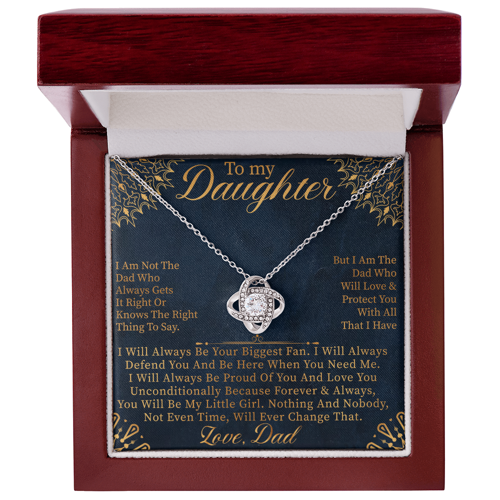 To My Daughter Love Knot Necklace, Daughter Gift from Mom Dad, Unbreakable Bond Jewelry, Meaningful Birthday Gift for Her, Necklace with Message Card