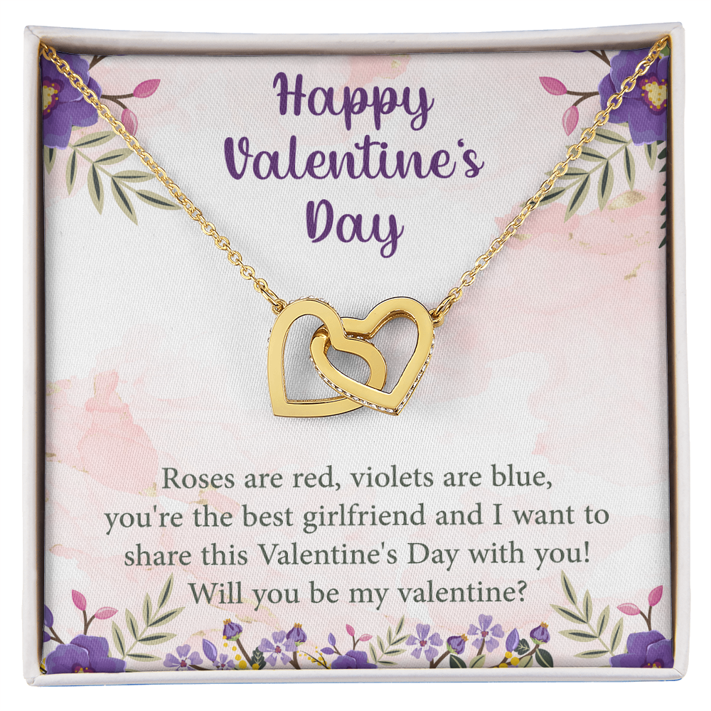 Valentine's Day Interlocking Hearts Necklace – Romantic Gift for Her – Heart Pendant Jewelry with Message Card