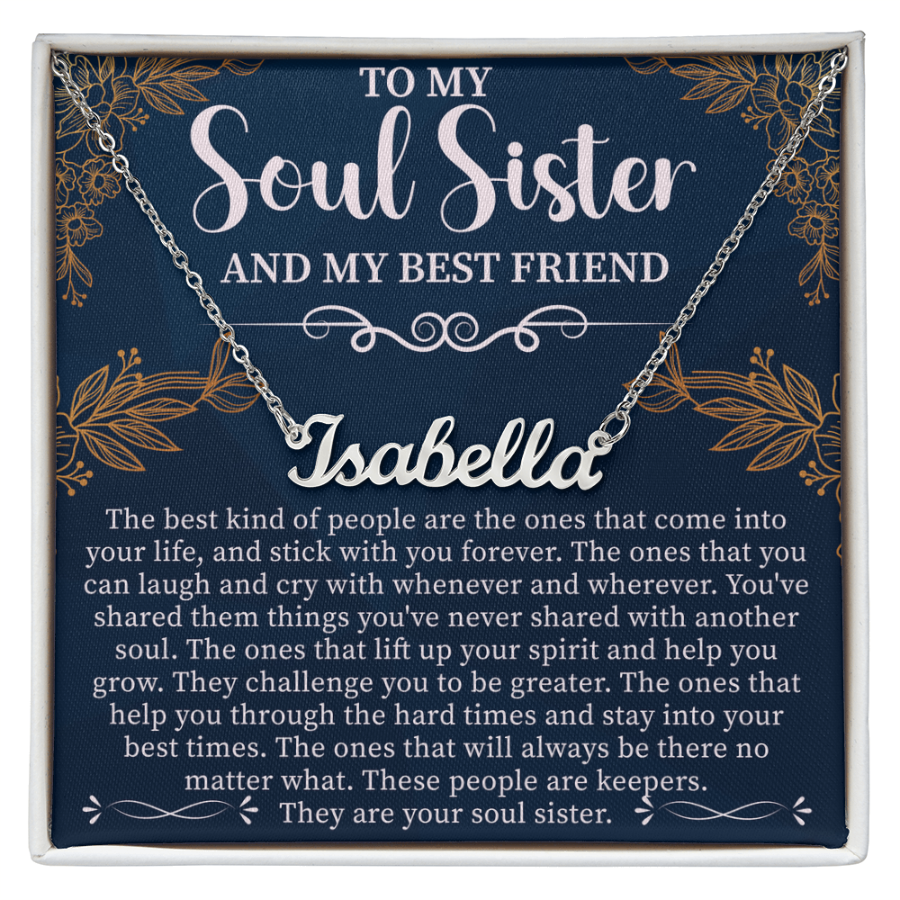 To My Soul Sister & Best Friend Custom Name Necklace – Personalized Friendship Gift – Meaningful Jewelry with Message Card