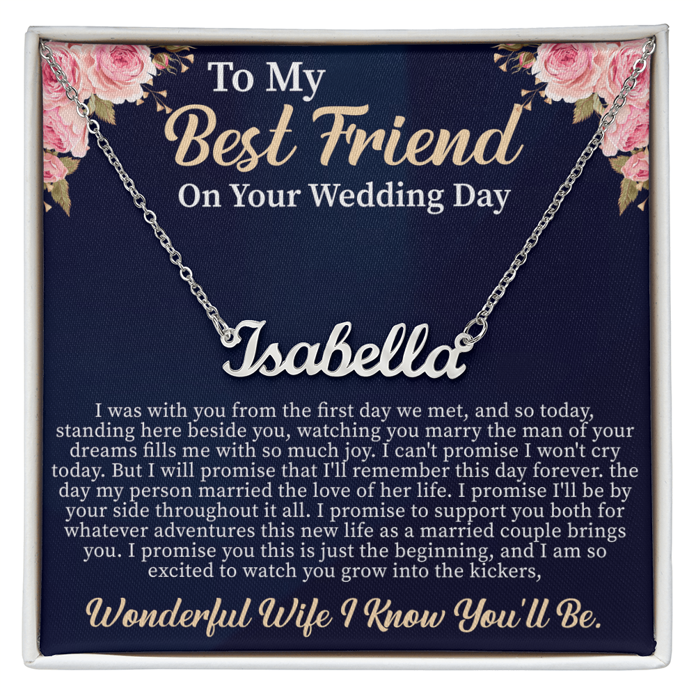 To My Best Friend on Your Wedding Day Custom Name Necklace – Personalized Wedding Gift for Bride – Meaningful Jewelry