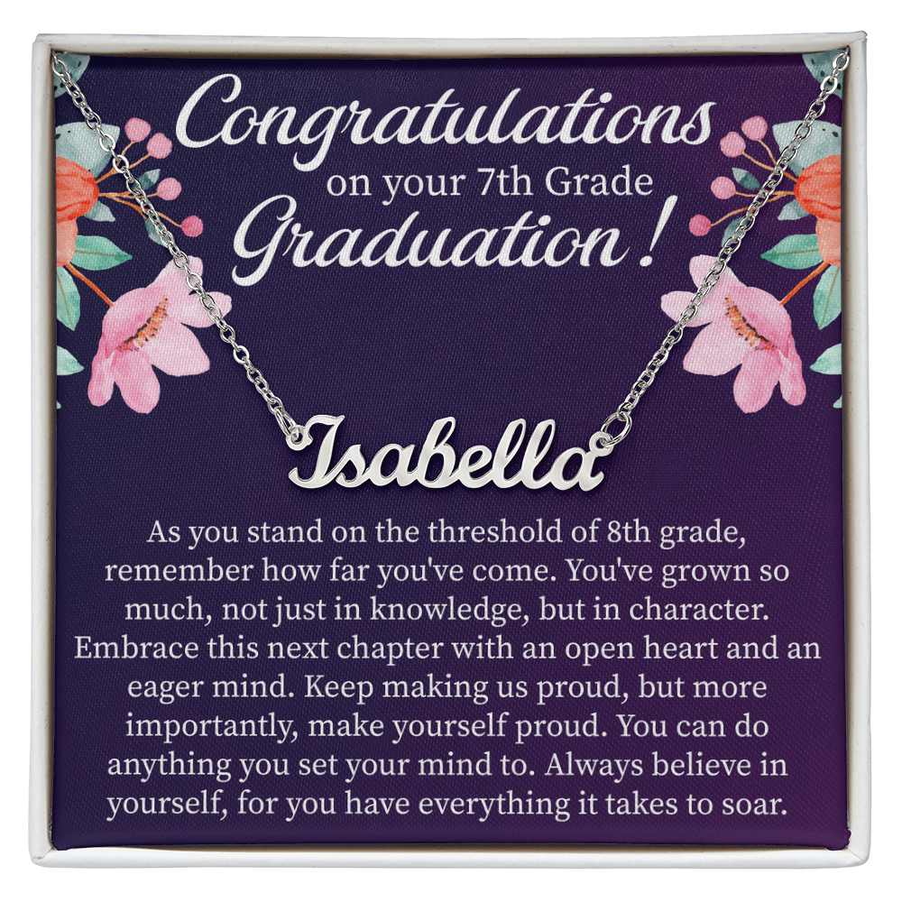 Congratulations on Your 7th Grade Graduation Custom Name Necklace – Personalized Graduation Gift – Name Jewelry Keepsake