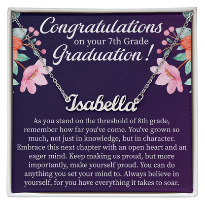 Congratulations on Your 7th Grade Graduation Custom Name Necklace – Personalized Graduation Gift – Name Jewelry Keepsake