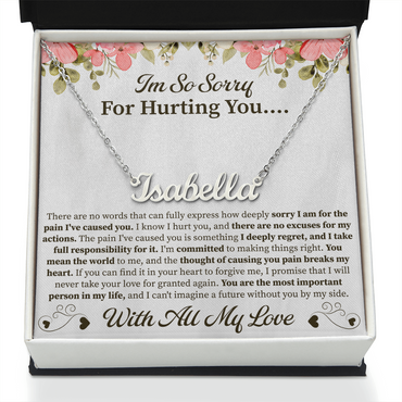 I'm So Sorry for Hurting You Custom Name Necklace – Personalized Apology Gift – Meaningful Jewelry with Message Card