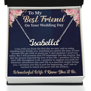 To My Best Friend on Your Wedding Day Custom Name Necklace – Personalized Wedding Gift for Bride – Meaningful Jewelry