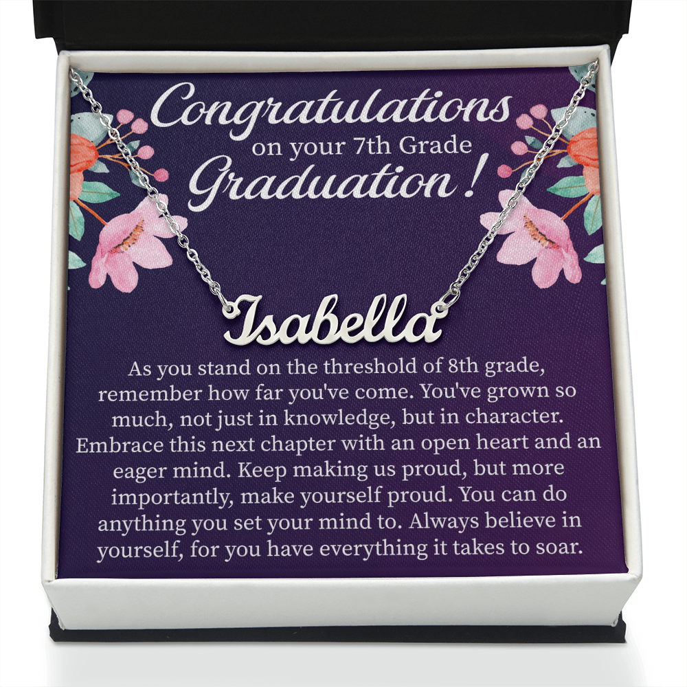 Congratulations on Your 7th Grade Graduation Custom Name Necklace – Personalized Graduation Gift – Name Jewelry Keepsake