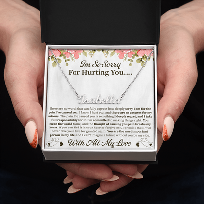 I'm So Sorry for Hurting You Custom Name Necklace – Personalized Apology Gift – Meaningful Jewelry with Message Card