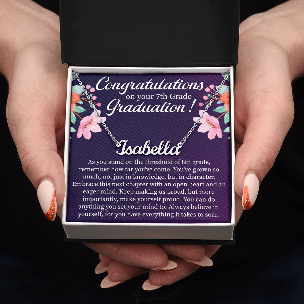 Congratulations on Your 7th Grade Graduation Custom Name Necklace – Personalized Graduation Gift – Name Jewelry Keepsake