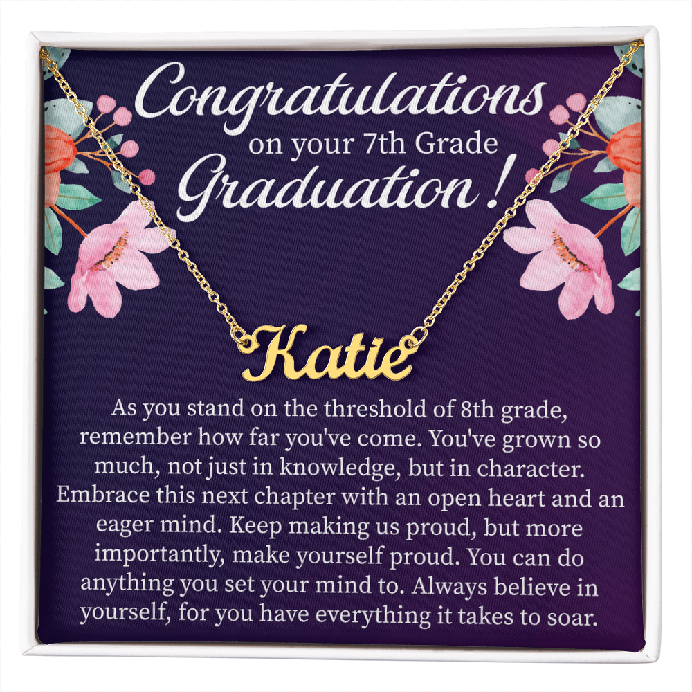 Congratulations on Your 7th Grade Graduation Custom Name Necklace – Personalized Graduation Gift – Name Jewelry Keepsake