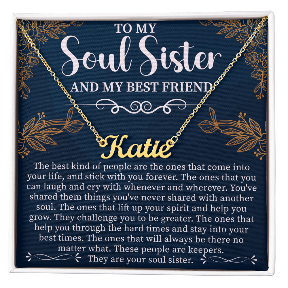 To My Soul Sister & Best Friend Custom Name Necklace – Personalized Friendship Gift – Meaningful Jewelry with Message Card
