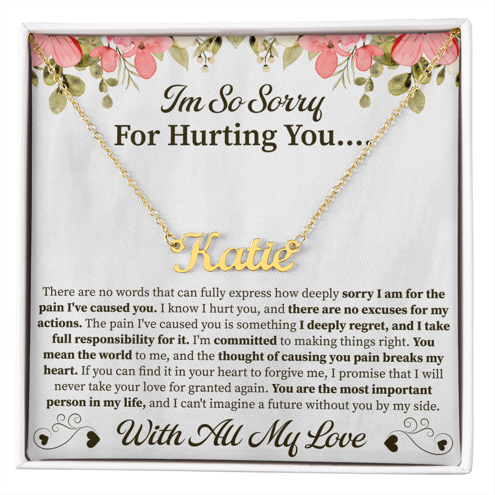 I'm So Sorry for Hurting You Custom Name Necklace – Personalized Apology Gift – Meaningful Jewelry with Message Card