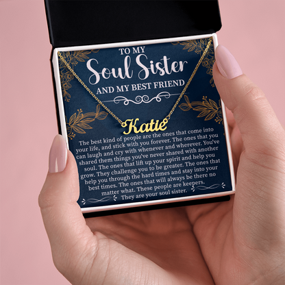To My Soul Sister & Best Friend Custom Name Necklace – Personalized Friendship Gift – Meaningful Jewelry with Message Card