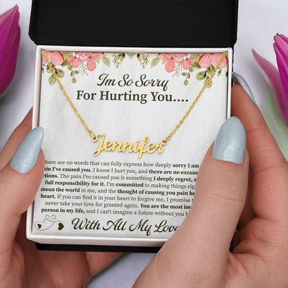 I'm So Sorry for Hurting You Custom Name Necklace – Personalized Apology Gift – Meaningful Jewelry with Message Card