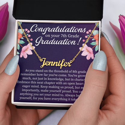 Congratulations on Your 7th Grade Graduation Custom Name Necklace – Personalized Graduation Gift – Name Jewelry Keepsake