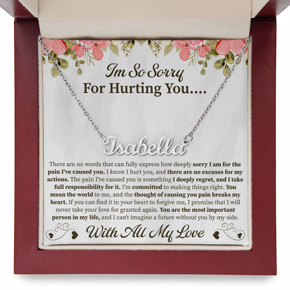 I'm So Sorry for Hurting You Custom Name Necklace – Personalized Apology Gift – Meaningful Jewelry with Message Card